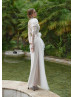 High Neck Ivory Lace Tulle Slit Sexy Wedding Dress